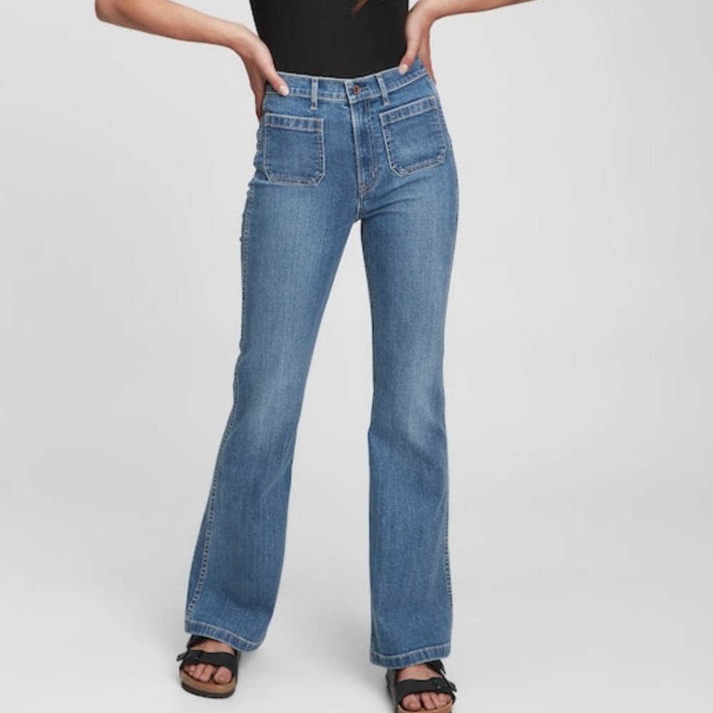 Gap High Rise Flare Jeans with Front Pocket Detail